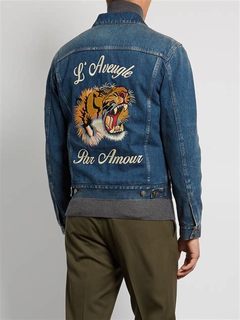 gucci jacket with tiger|gucci tiger denim jacket.